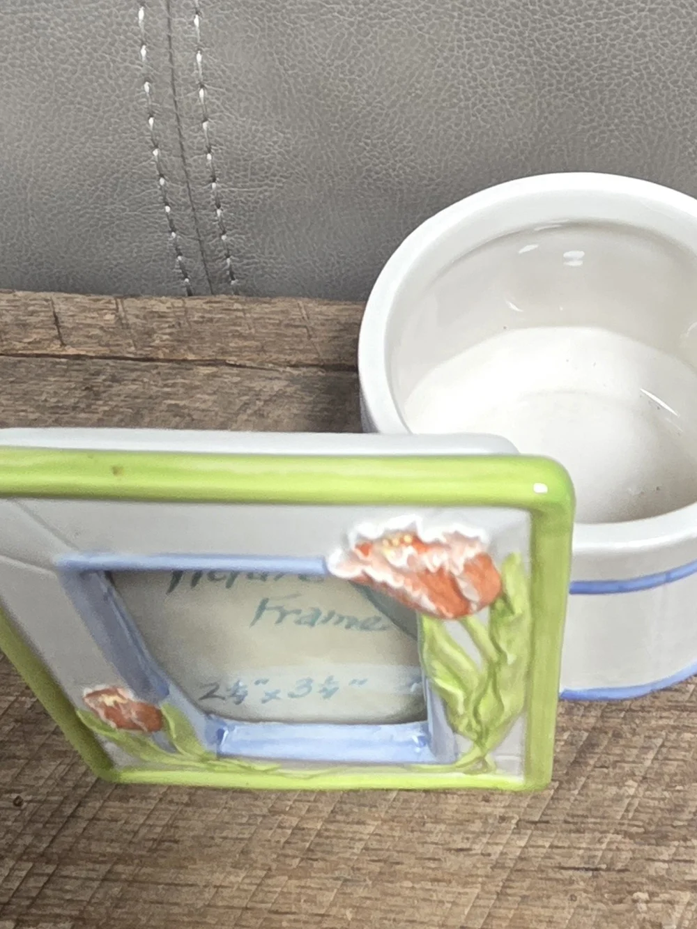 Vintage Ceramic Cottagecore Style Tulip Picture Frame w/ Planter Bin PP